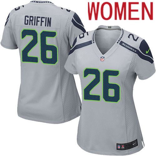 Women Seattle Seahawks #26 Shaquill Griffin Nike Gray Game NFL Jersey->women nfl jersey->Women Jersey